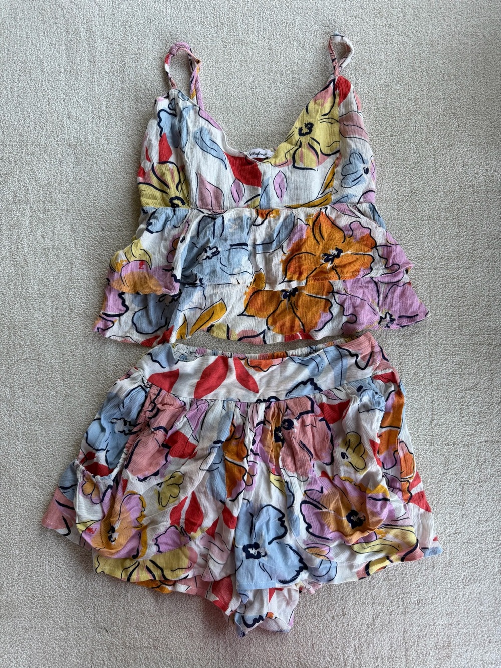 Floral Two-Piece Tank & Shorts Set in Multi